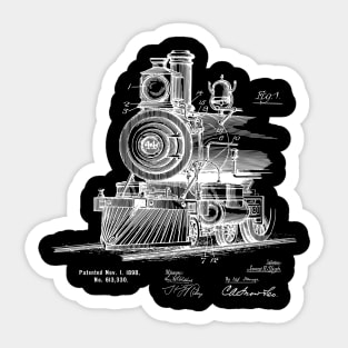 Steam Train Patent Blueprint 1898 Sticker